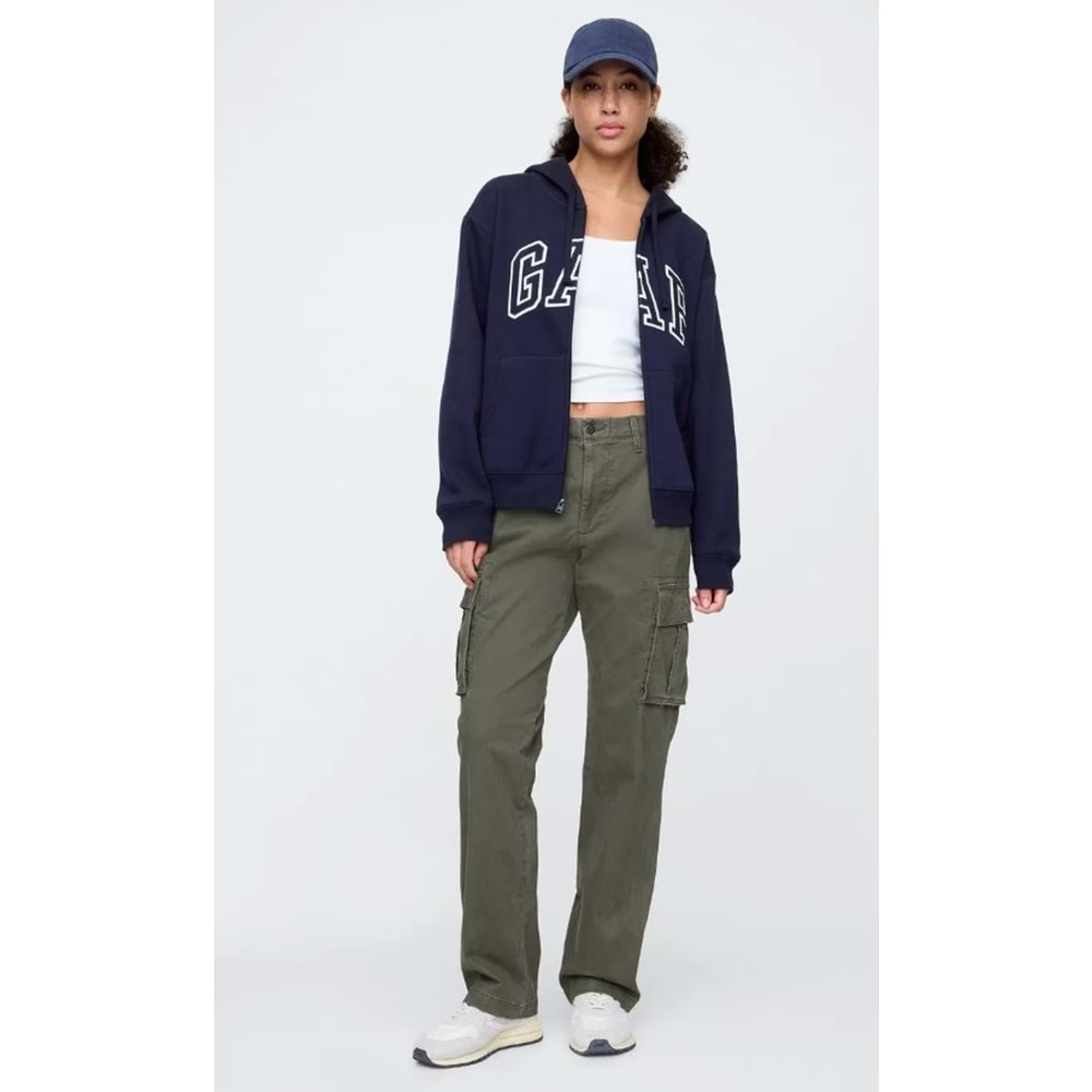 Gap V-Gap Logo Fleece Herıtage Fz Hd 678782 Hoodie Kapüşonlu Fermuarlı Kadın Sweatshirt