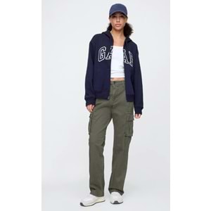 Gap V-Gap Logo Fleece Herıtage Fz Hd 678782 Hoodie Kapüşonlu Fermuarlı Kadın Sweatshirt