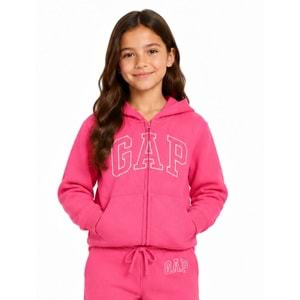 Gap V-Bas Heritage Gap Logo Baskılı Kapüşonlu Çocuk Sweatshirt