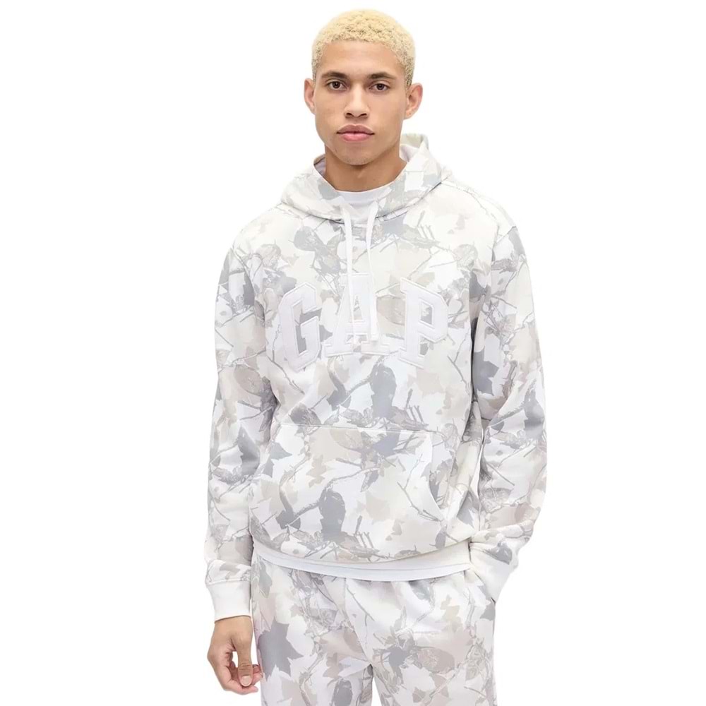 Gap 821645 Kamuflaj Logo Erkek Kapüşonlu Sweatshirt