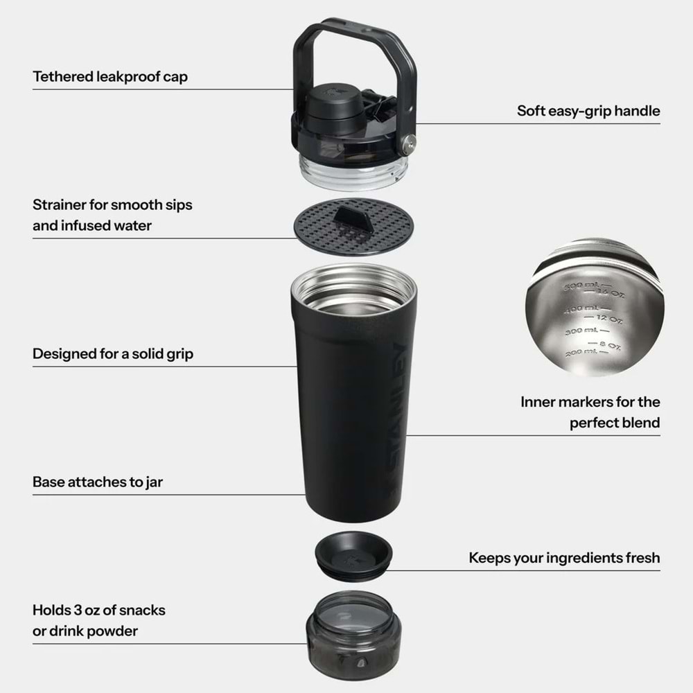 Stanley Activate Shaker 0,60 LT Termos Sporcu Matarası Toz Depolama Kapasiteli Matara