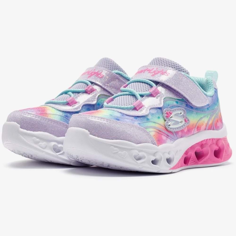 Skechers Flutter Heart Lights - Groovy Swirl 303253N-LVAQ Işıklı Ortopedik Çocuk Spor Ayakkabı