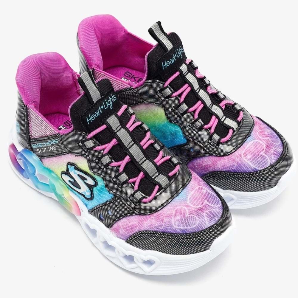 Skechers Infinite Heart Lights Eternal Shimmer 303755L-BKMT Ortopedik Işıklı Çocuk Spor Ayakkabı