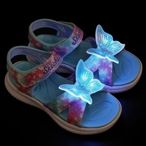 Skechers Jumpsters Sandal-Butterfly Brites 303109L-AQMT Işıklı Ortopedik Çocuk Sandalet