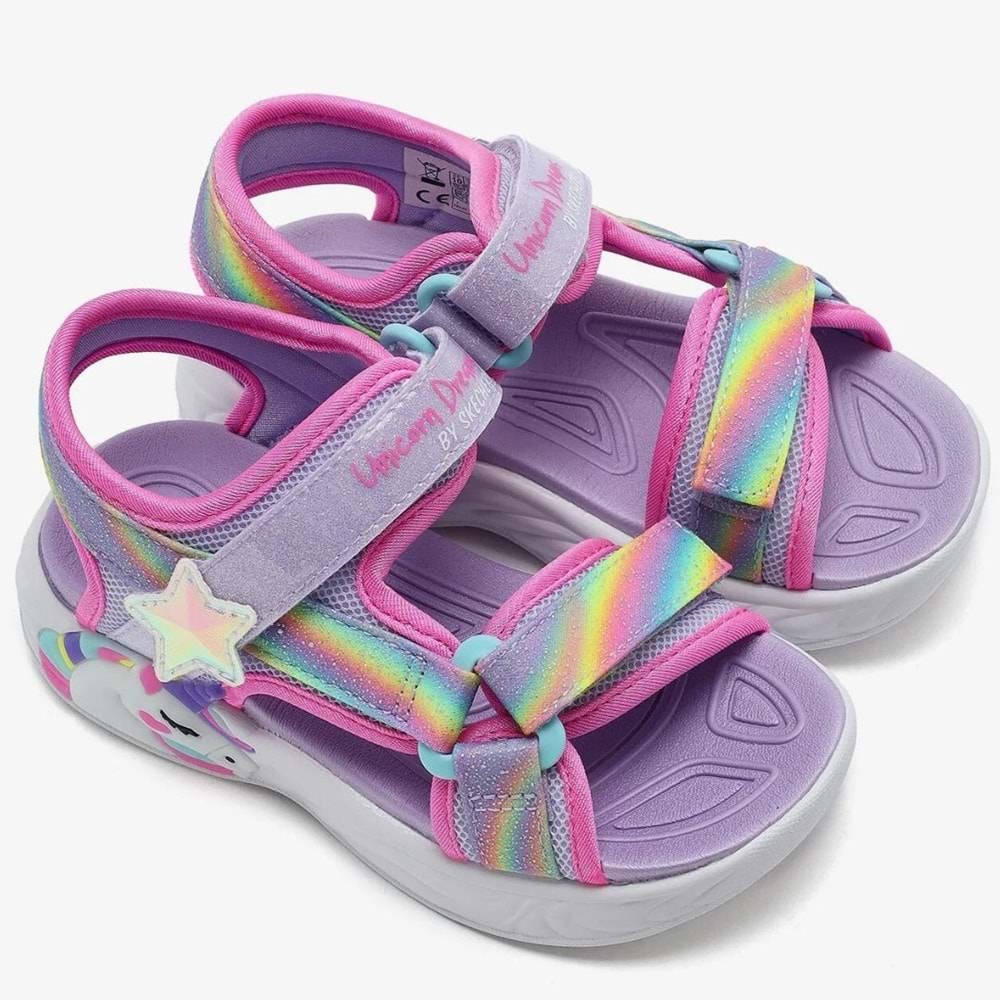 Skechers Unicorn Dreams 303107L-LVMT Işıklı Ortopedik Çocuk Sandalet