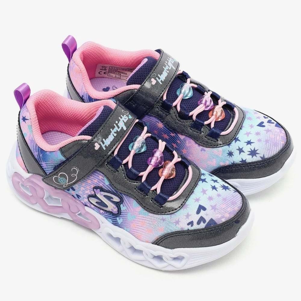 Skechers Infinite Heart Lights Heart Jewels 303261L-NVMT Işıklı Ortopedik Çocuk Spor Ayakkabı