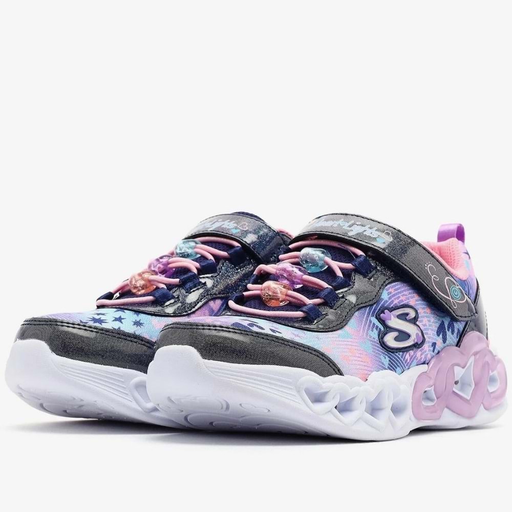 Skechers Infinite Heart Lights Heart Jewels 303261L-NVMT Işıklı Ortopedik Çocuk Spor Ayakkabı