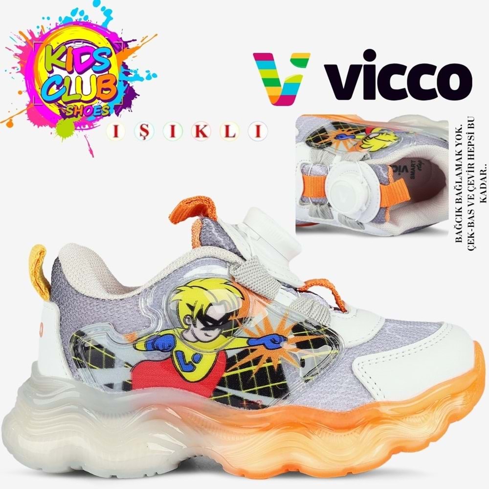 Vicco Kripton Akıllı Bağcıklı Işıklı Ortopedik Çocuk Spor Ayakkabı