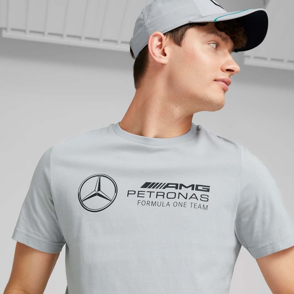 Puma 536447-02 MAPF1 ESS Logo Tee Mercedes Team Silver Erkek T-Shirt