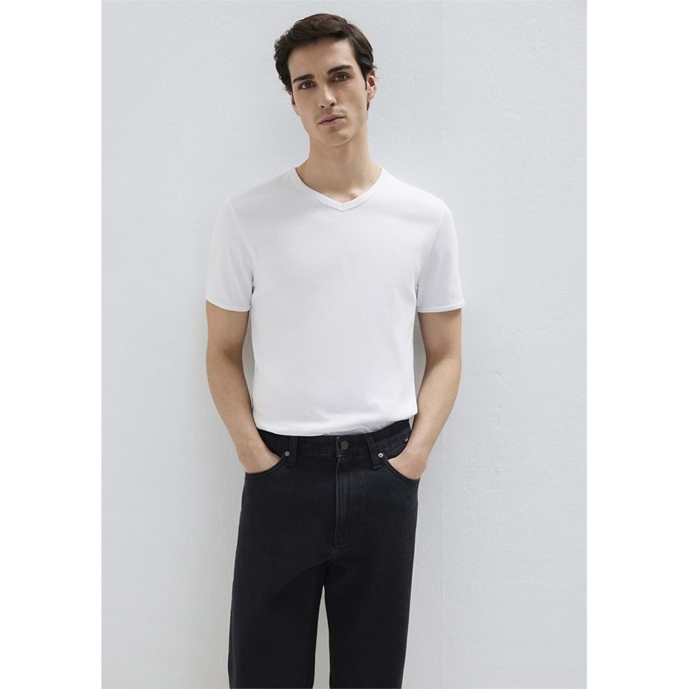 Mavi M063748-620 Ribana Detaylı Basic V Yaka Tişört Erkek Tişort