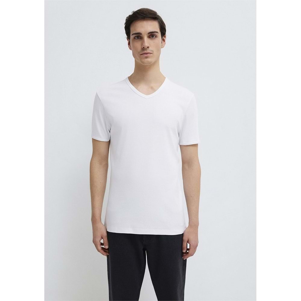 Mavi M063748-620 Ribana Detaylı Basic V Yaka Tişört Erkek Tişort