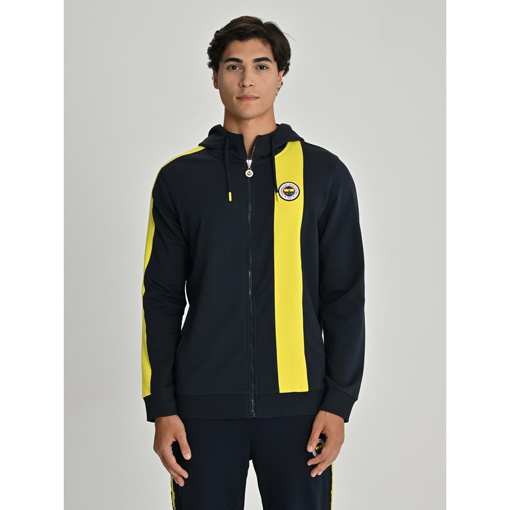 Fenerbahçe S.K. 25/26 Tribün Basic Hoodie Kapüşonlu Fermuarlı Eşofman Üstü Erkek Ceket