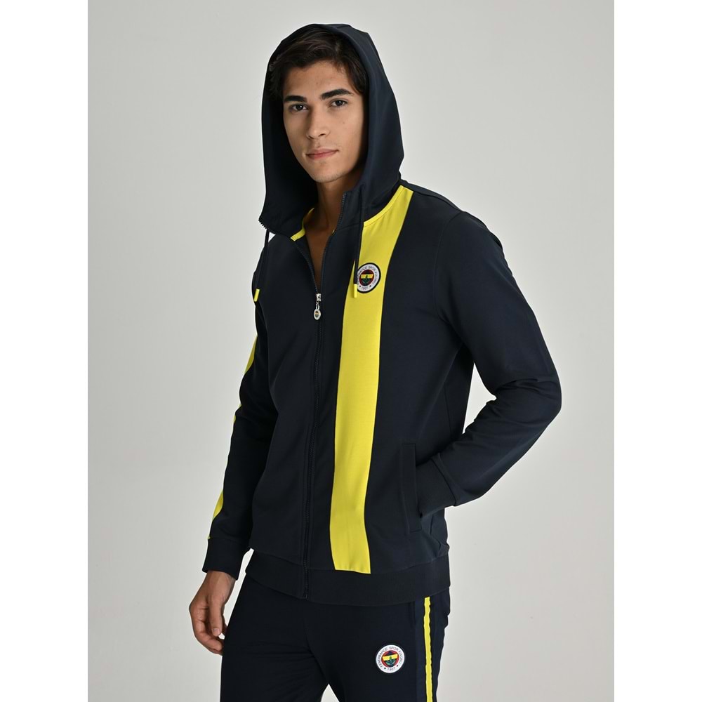 Fenerbahçe S.K. 25/26 Tribün Basic Hoodie Kapüşonlu Fermuarlı Eşofman Üstü Erkek Ceket