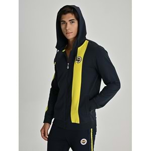 Fenerbahçe S.K. 25/26 Tribün Basic Hoodie Kapüşonlu Fermuarlı Eşofman Üstü Erkek Ceket