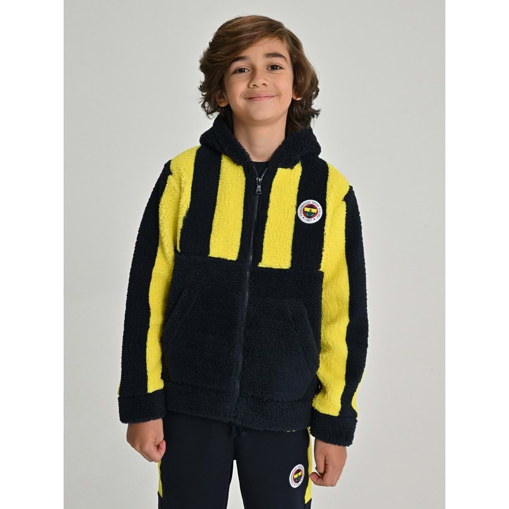 Fenerbahçe S.K. 25/26 Tribün Çubuklu Peluş Mont Çocuk Sweatshirt