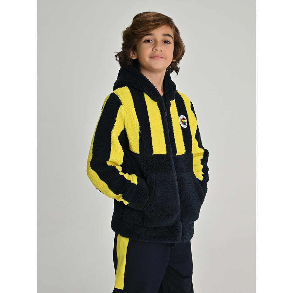Fenerbahçe S.K. 25/26 Tribün Çubuklu Peluş Mont Çocuk Sweatshirt
