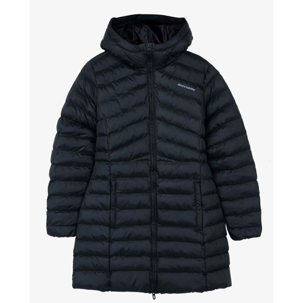 Skechers W Essential Maxi Length Hooded Jacket S212005-001 Kadın Günlük Mont