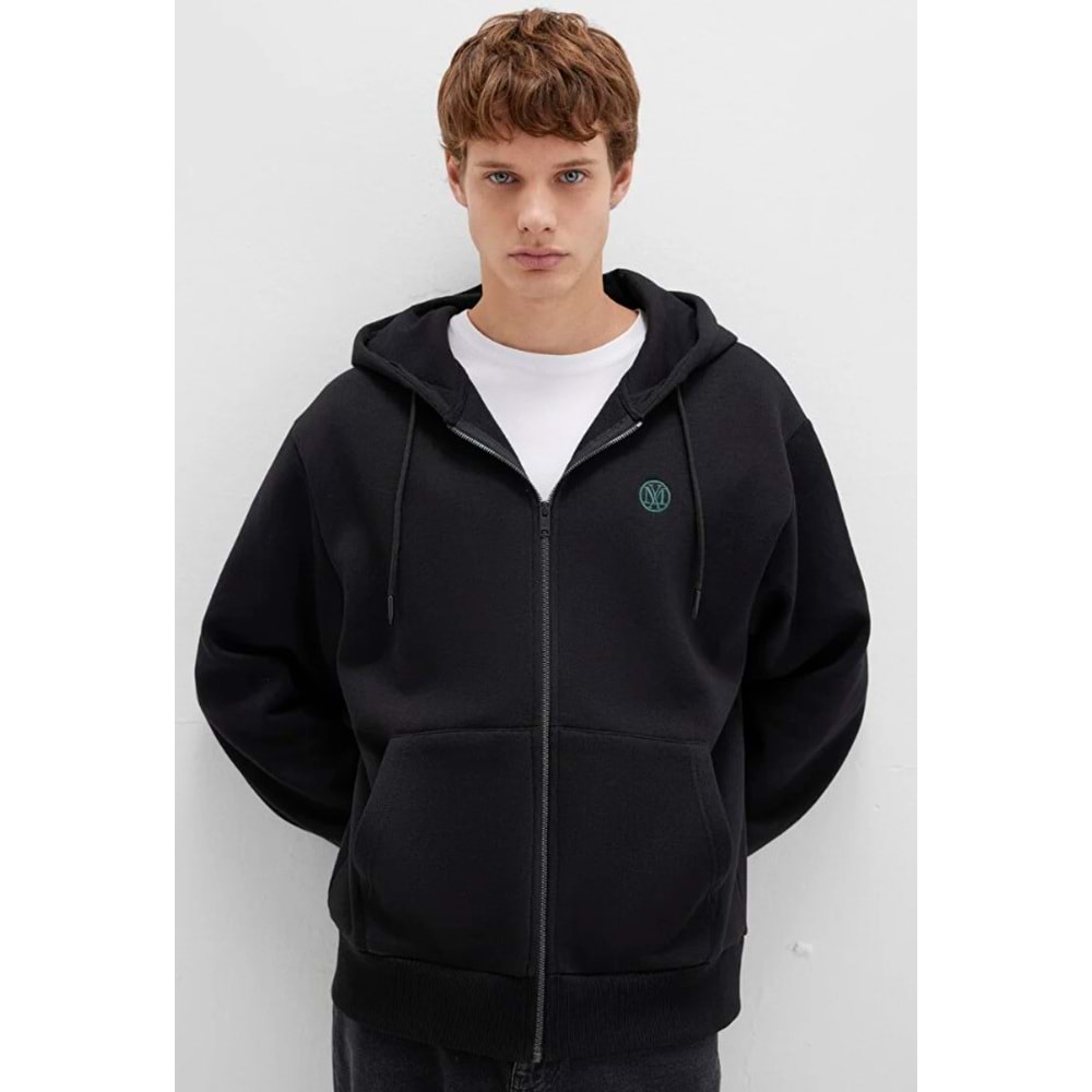 Mavi M066979-900 Mühür Logo Nakışlı Ceket Kapüşonlu Fermuarlı Erkek Sweatshirt