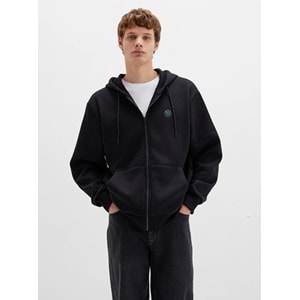 Mavi M066979-900 Mühür Logo Nakışlı Ceket Kapüşonlu Fermuarlı Erkek Sweatshirt