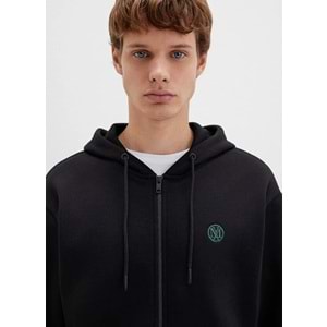 Mavi M066979-900 Mühür Logo Nakışlı Ceket Kapüşonlu Fermuarlı Erkek Sweatshirt