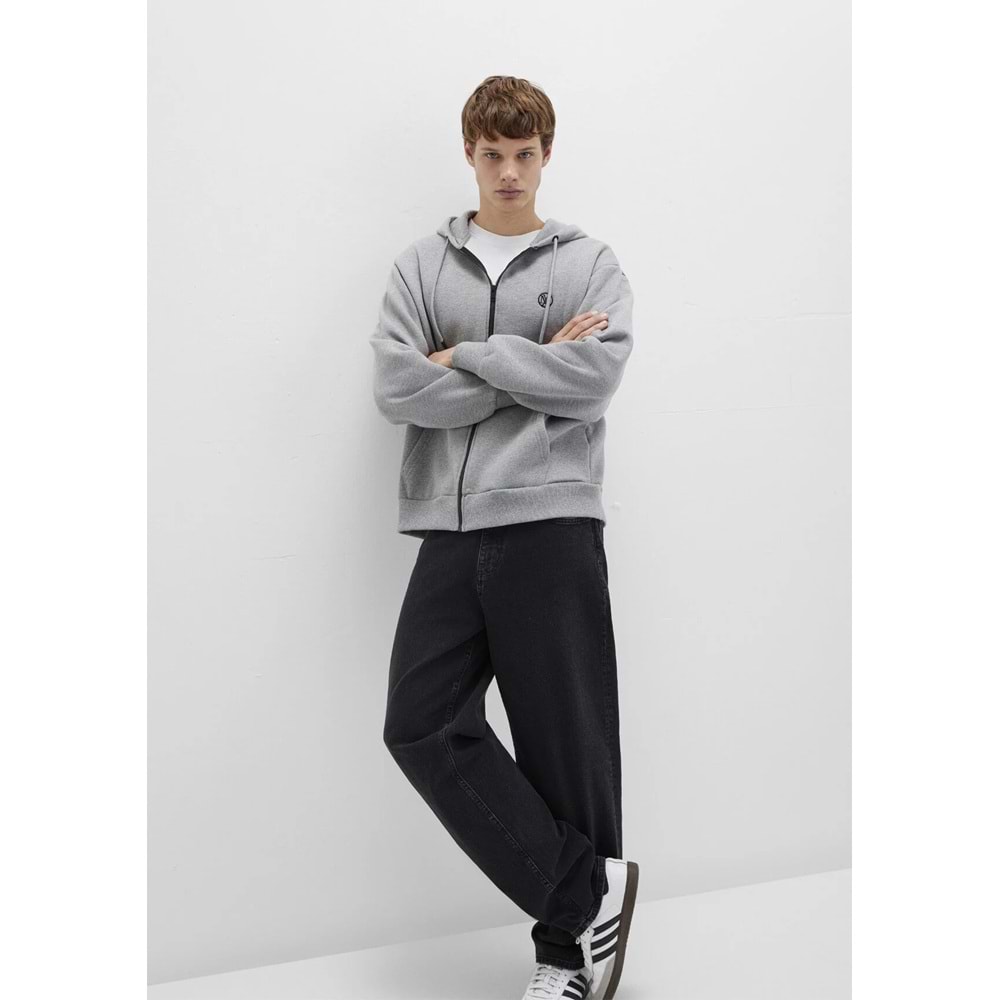 Mavi M066979-34686 Mühür Logo Nakışlı Ceket Kapüşonlu Fermuarlı Erkek Sweatshirt