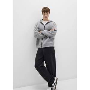 Mavi M066979-34686 Mühür Logo Nakışlı Ceket Kapüşonlu Fermuarlı Erkek Sweatshirt