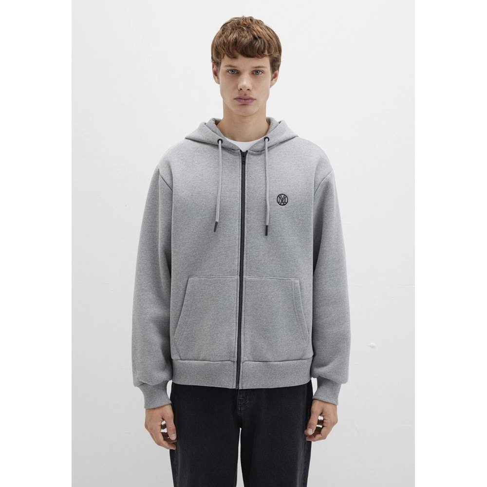 Mavi M066979-34686 Mühür Logo Nakışlı Ceket Kapüşonlu Fermuarlı Erkek Sweatshirt