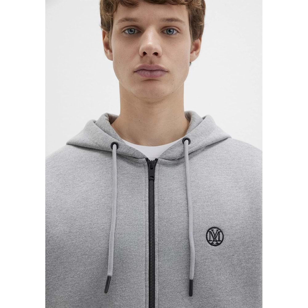 Mavi M066979-34686 Mühür Logo Nakışlı Ceket Kapüşonlu Fermuarlı Erkek Sweatshirt