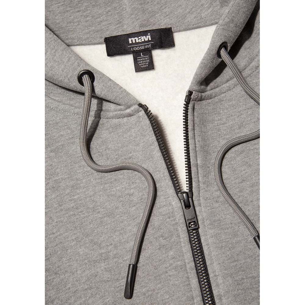 Mavi M066979-34686 Mühür Logo Nakışlı Ceket Kapüşonlu Fermuarlı Erkek Sweatshirt