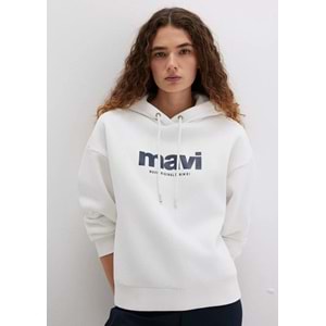Mavi M168334-81964 Logo Baskılı Kadın Kapüşonlu Sweatshirt