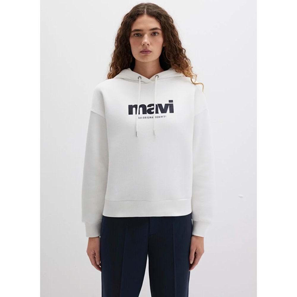 Mavi M168334-81964 Logo Baskılı Kadın Kapüşonlu Sweatshirt