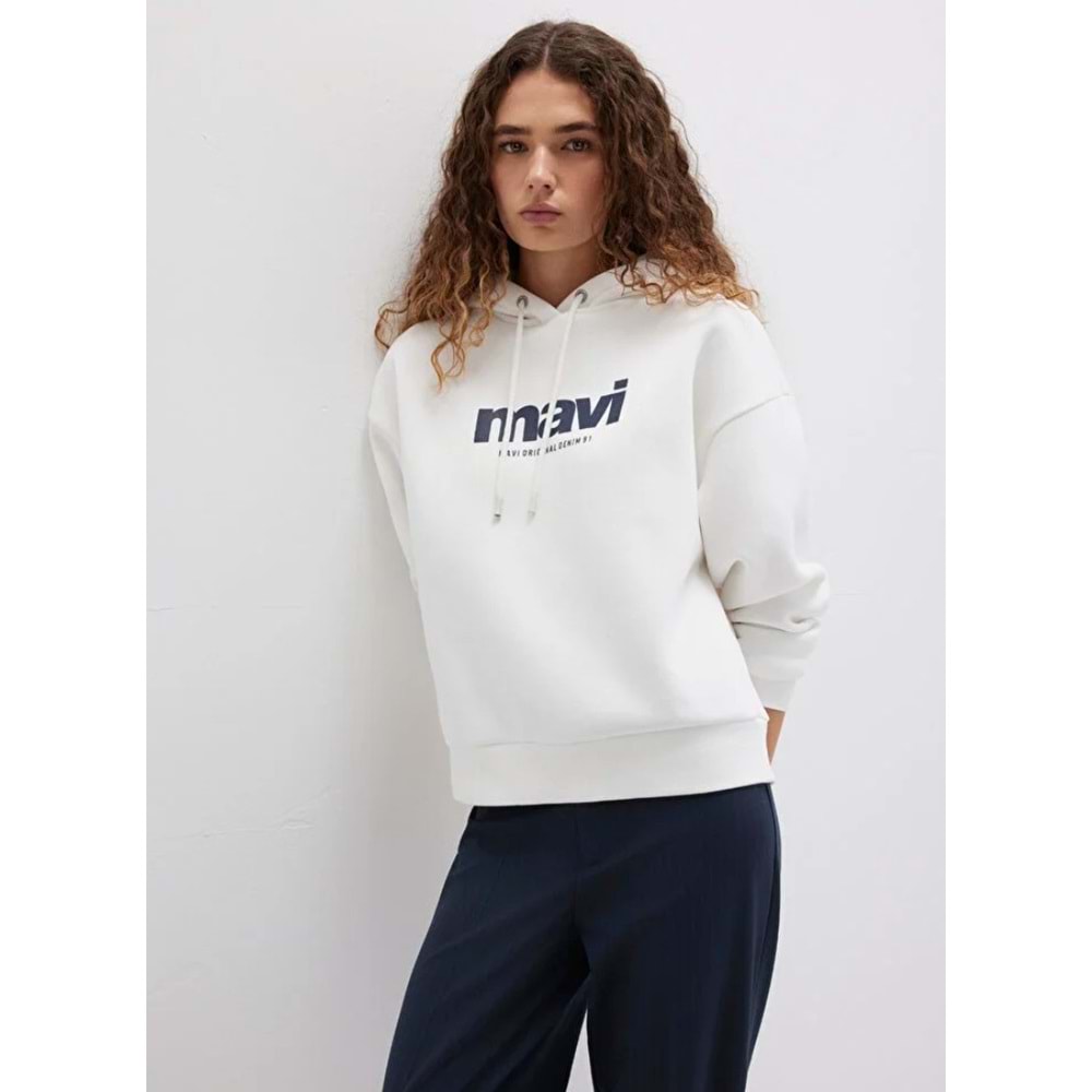 Mavi M168334-81964 Logo Baskılı Kadın Kapüşonlu Sweatshirt