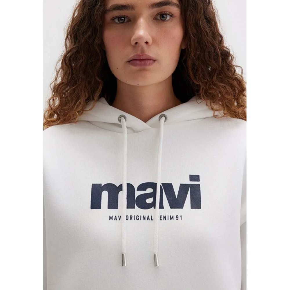 Mavi M168334-81964 Logo Baskılı Kadın Kapüşonlu Sweatshirt