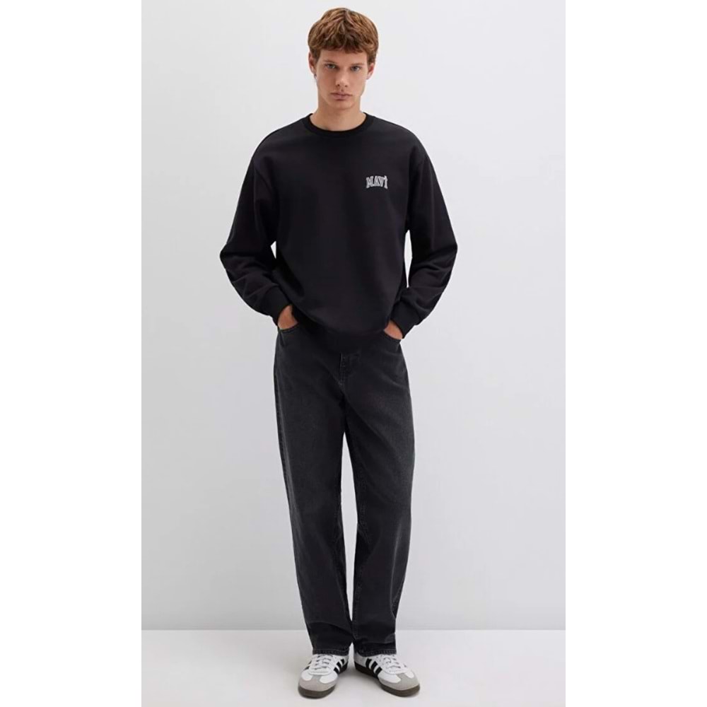 Mavi 0611716-900 Logo Baskılı Bisiklet Yaka Sweatshirt