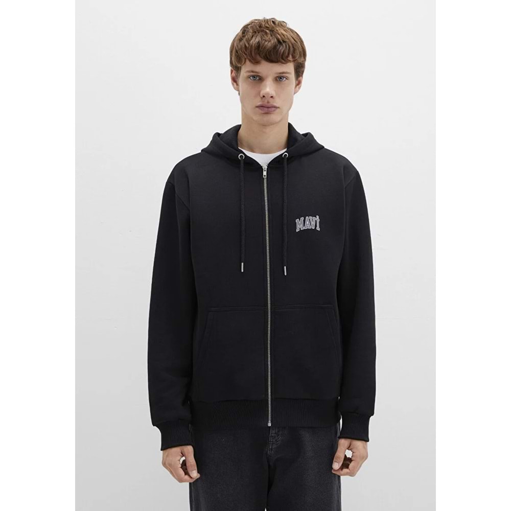 Mavi M0611715-900 Mavi Logo Baskılı Kapüşonlu Fermuarlı Erkek Sweatshirt