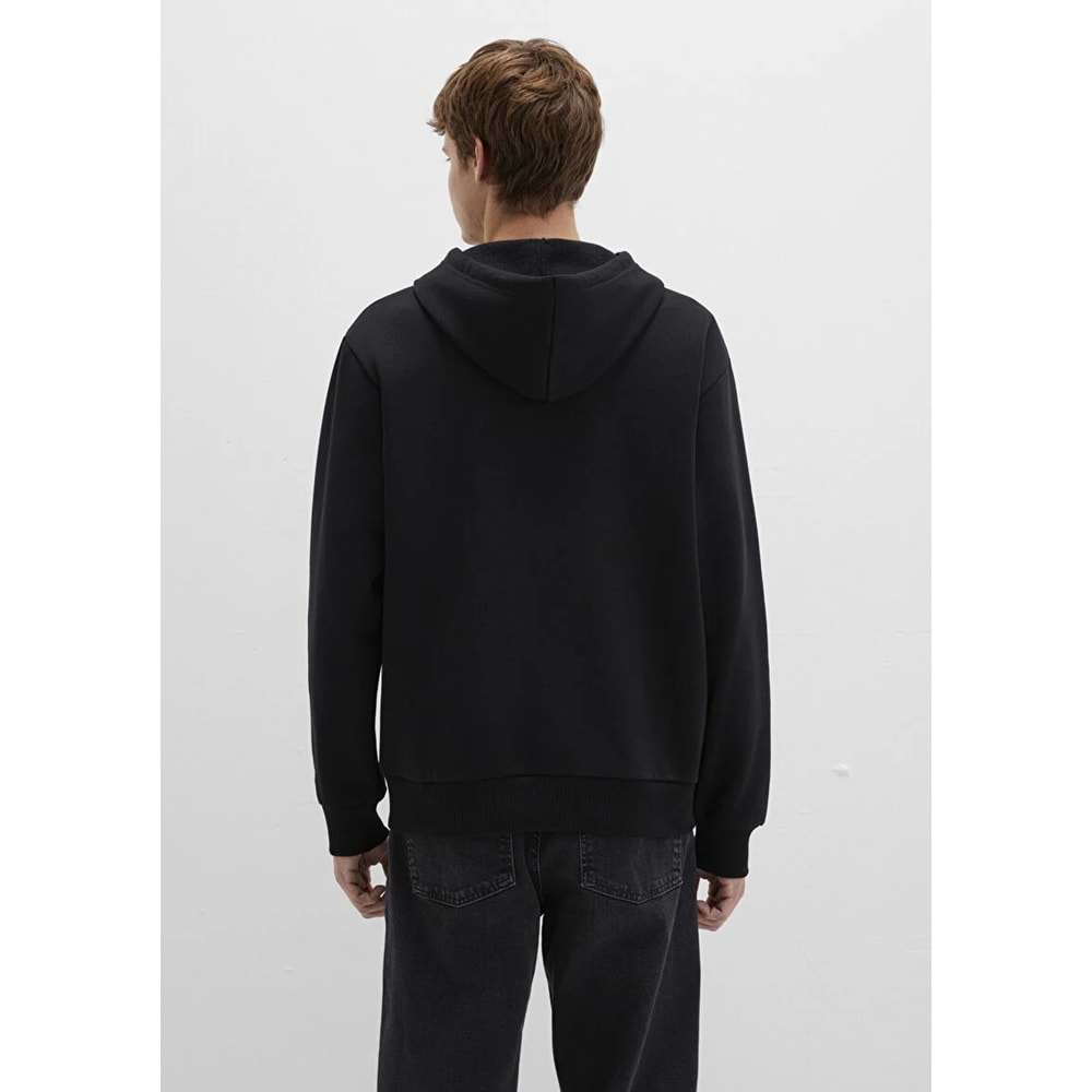 Mavi M0611715-900 Mavi Logo Baskılı Kapüşonlu Fermuarlı Erkek Sweatshirt