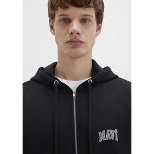 Mavi M0611715-900 Mavi Logo Baskılı Kapüşonlu Fermuarlı Erkek Sweatshirt
