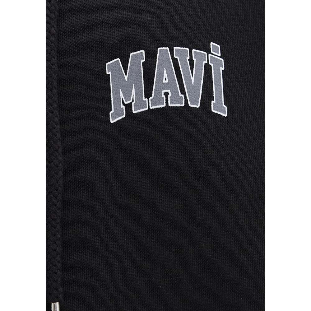 Mavi M0611715-900 Mavi Logo Baskılı Kapüşonlu Fermuarlı Erkek Sweatshirt