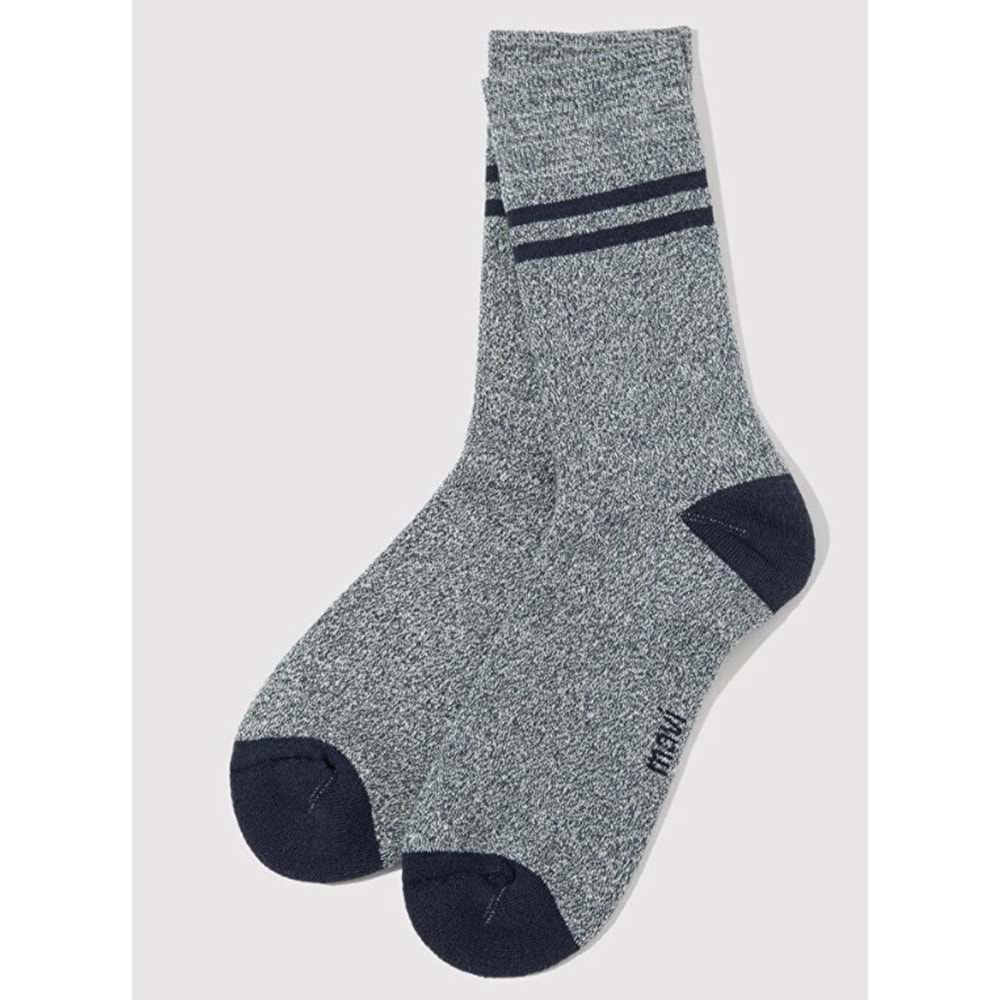Mavi Şerit Baskılı Unisex Çorap