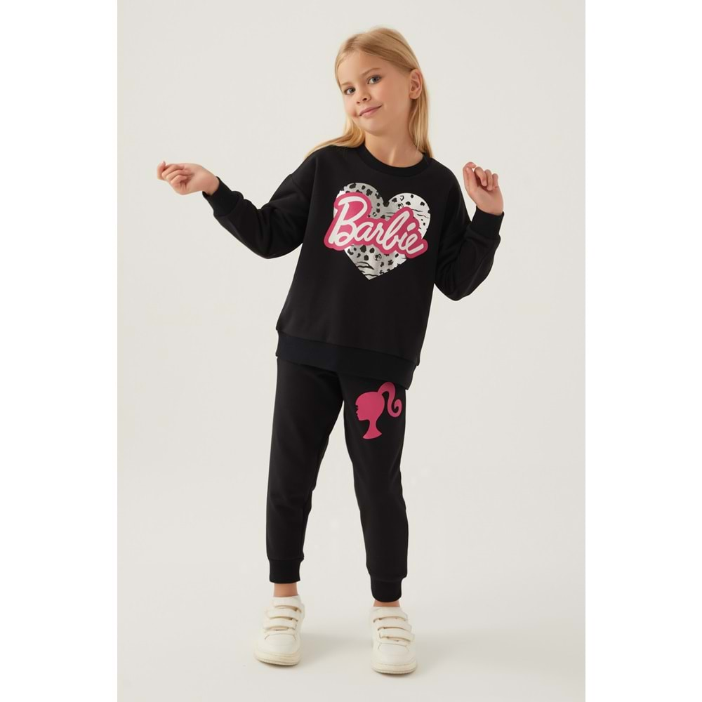 Barbie Lisanslı 1764 Sweatshirt ve Pantolon Alt Üst Kız Çocuk Eşofman Takımı