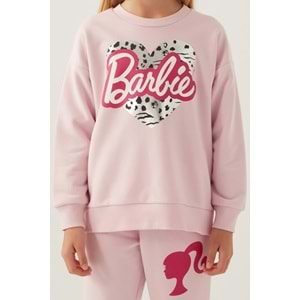 Barbie Lisanslı 1764 Sweatshirt ve Pantolon Alt Üst Kız Çocuk Eşofman Takımı