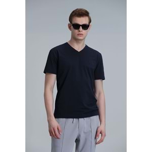 Lufian 111020224 Tuna V Yaka Modern Grafik T- Shirt Erkek Tişort