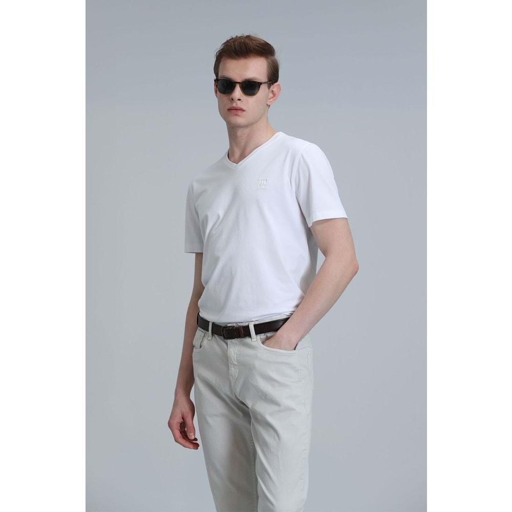 Lufian 111020224 Tuna V Yaka Modern Grafik T- Shirt Erkek Tişort