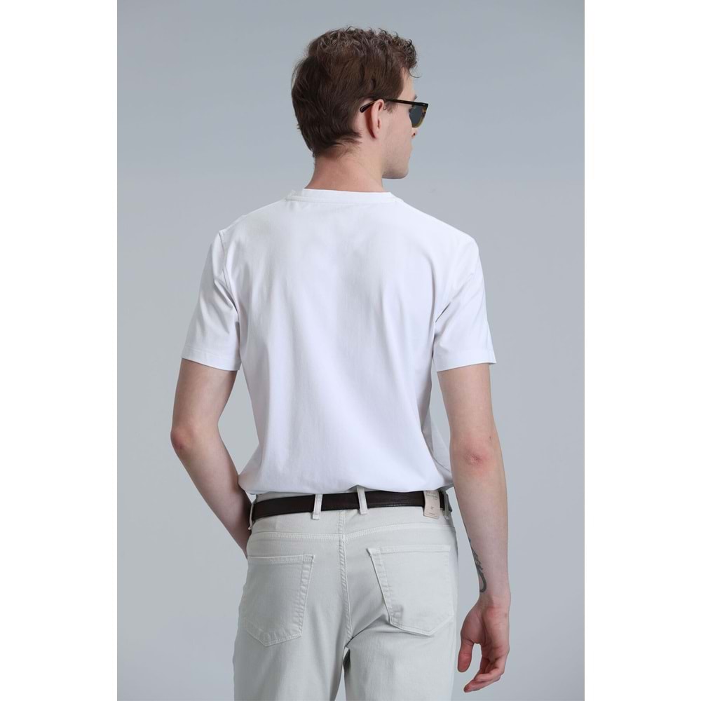 Lufian 111020224 Tuna V Yaka Modern Grafik T- Shirt Erkek Tişort