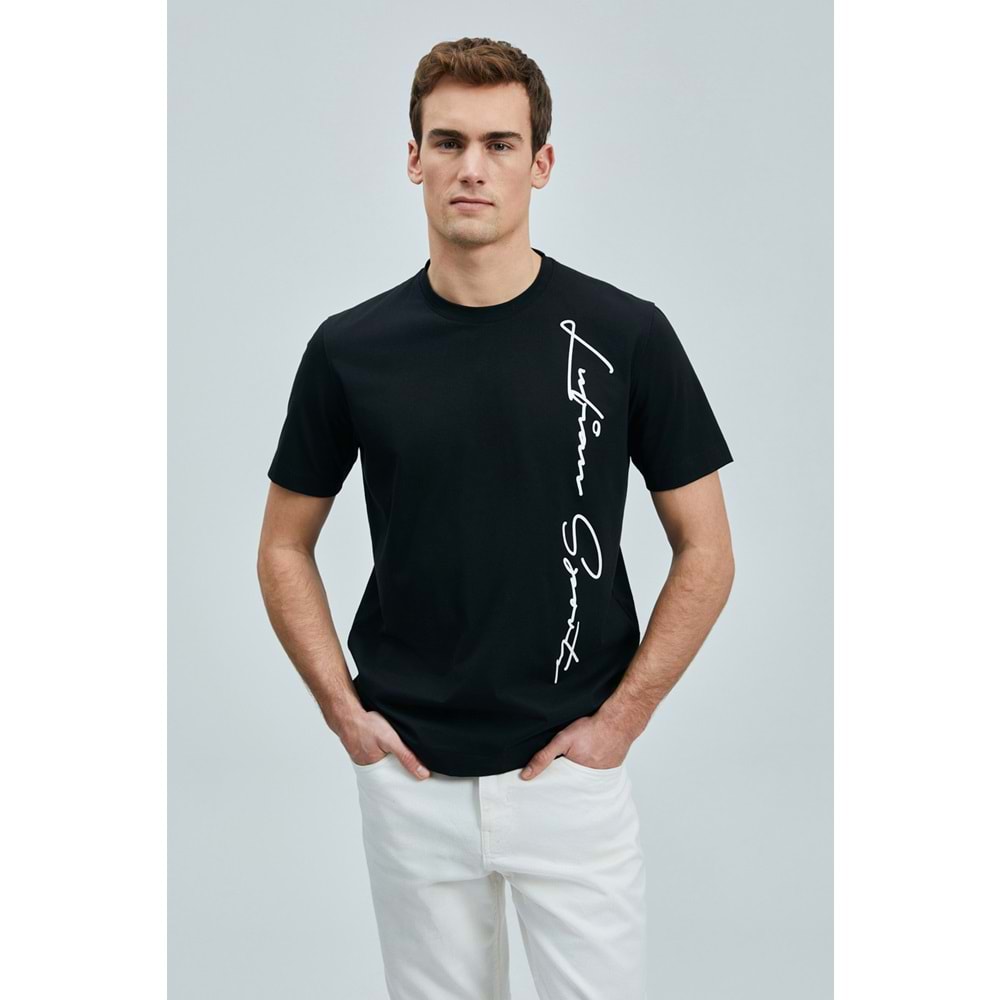 Lufian 111020231 Justin Modern Grafik Tişort Erkek T-Shirt