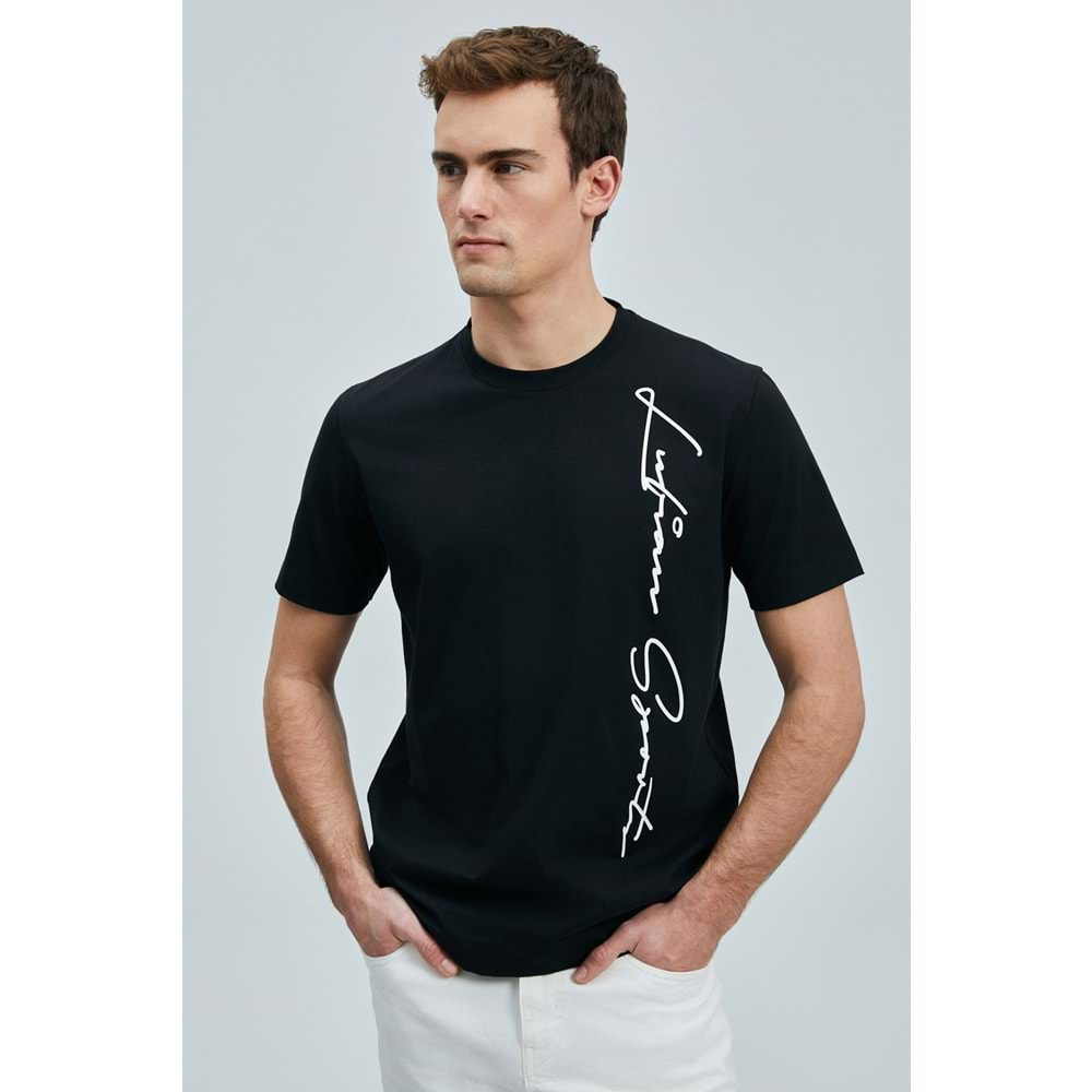 Lufian 111020231 Justin Modern Grafik Tişort Erkek T-Shirt