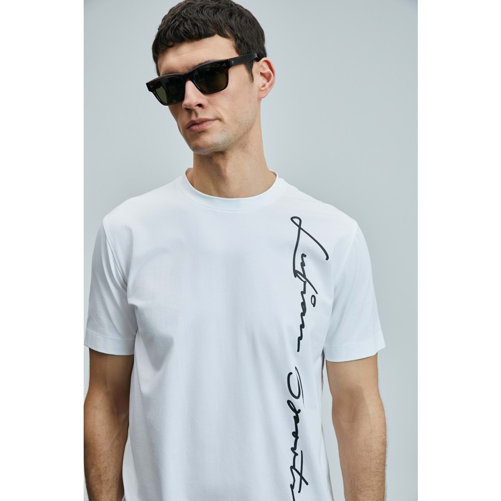 Lufian 111020231 Justin Modern Grafik Tişort Erkek T-Shirt