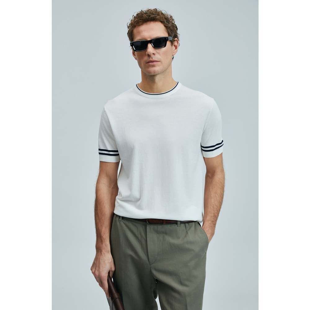 Lufian 111090111 Robert Erkek İpek Karışımlı Kazak T- Shirt Erkek Tişort