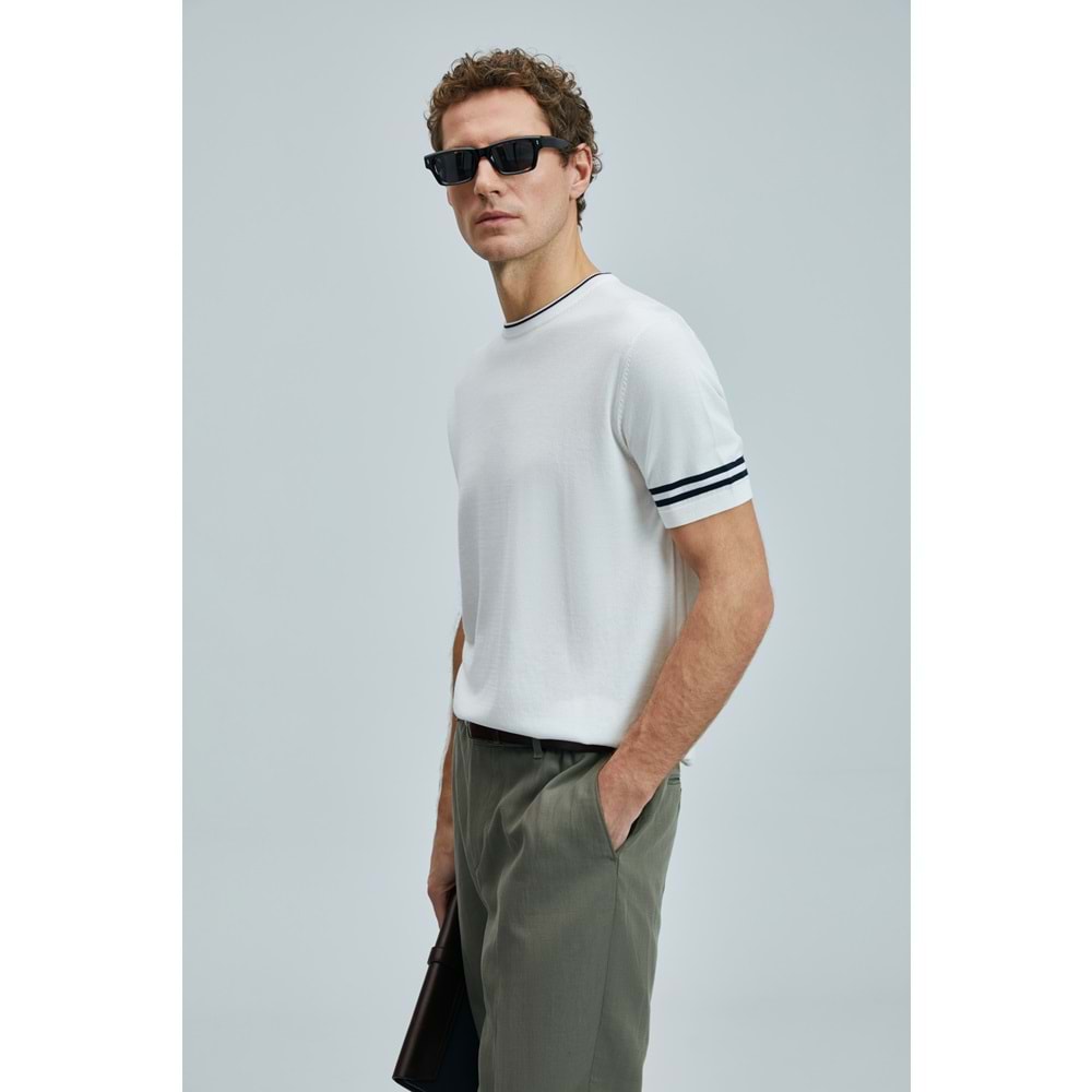 Lufian 111090111 Robert Erkek İpek Karışımlı Kazak T- Shirt Erkek Tişort