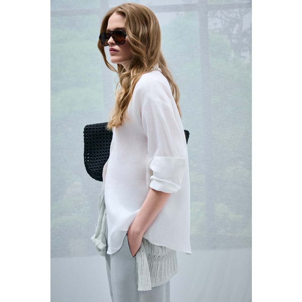 Lufian 121010016 Barrı Keten Gömlek Kadın Gömlek